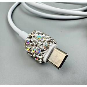 NEW OLE women's clear bling usb charger cable in white